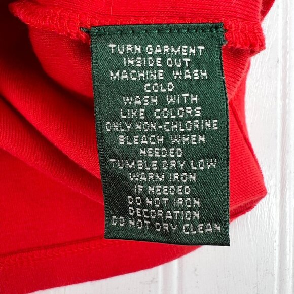 Lauren Ralph Lauren Red Rhinestone Crest T-Shirt XL Short Sleeve Vintage 90s - Picture 5 of 8